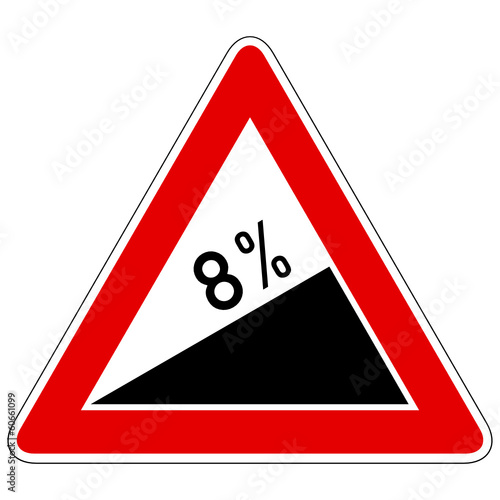 Steigung 8% - Gefahrzeichen