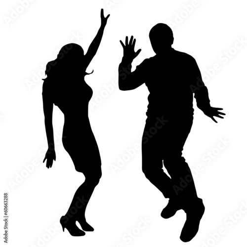 Vector silhouettes of dancing people.