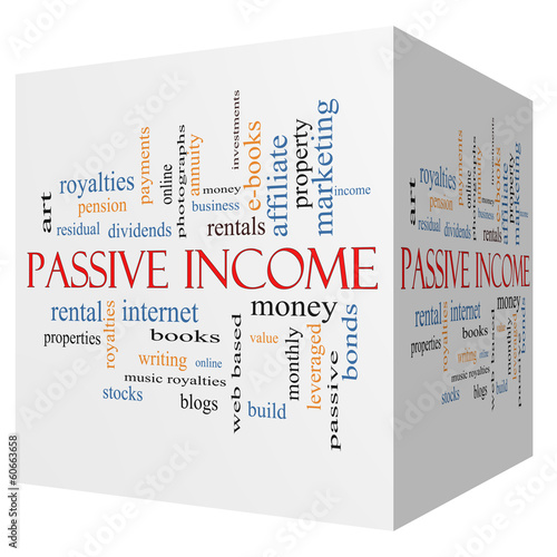 Passive Income 3D cube Word Cloud Concept #60663658