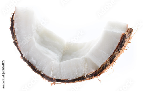 Coconut. Fruit piece isolated on white background