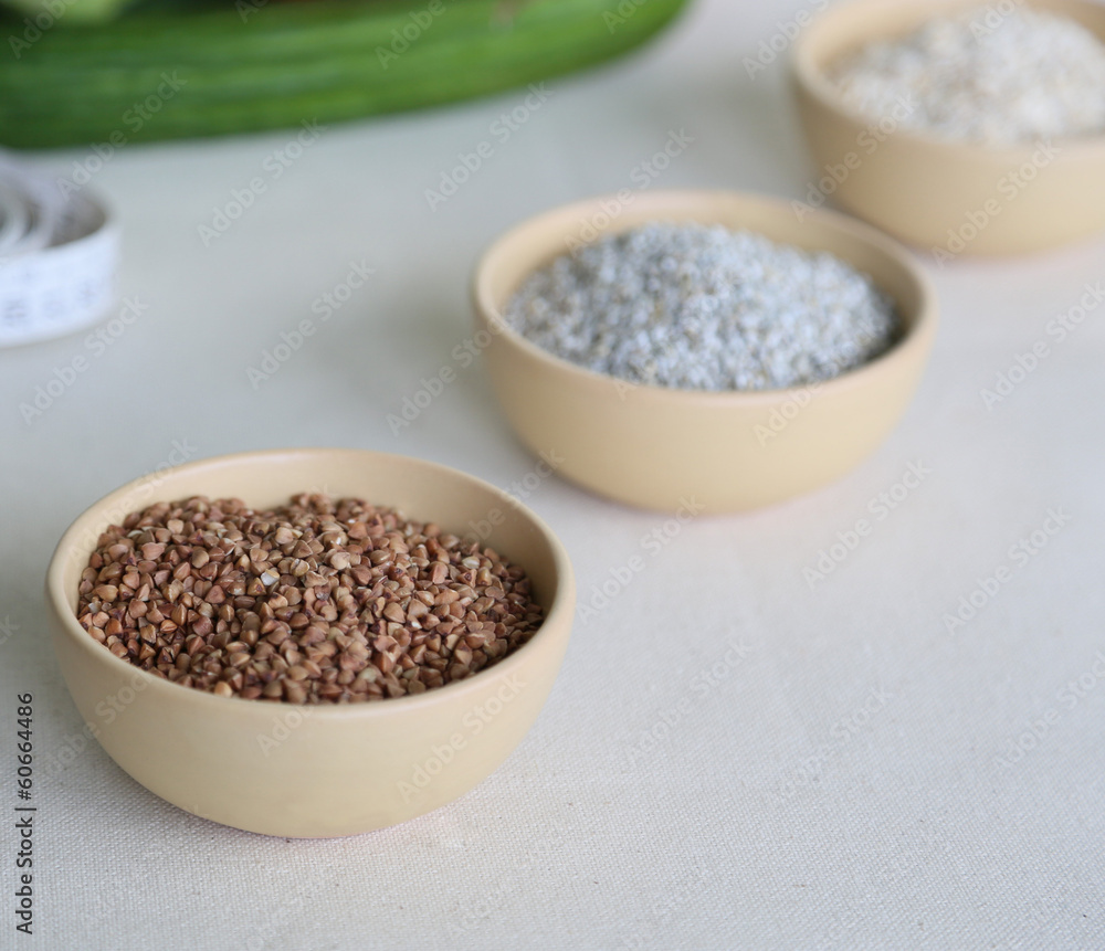 Buckwheat cereal in the salad dish Buckwheat cereal in the salad dish