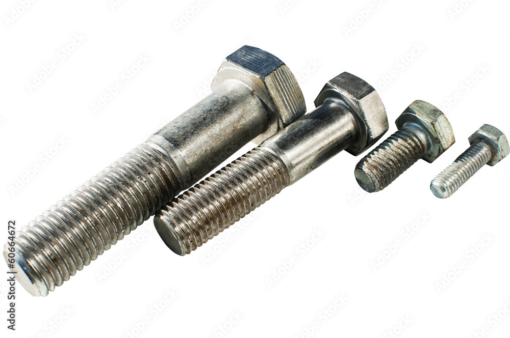 Used bolts of various sizes isolated on white background Used bolts of various sizes isolated on white background