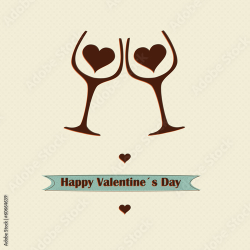 Retro wine love concept valentines day design