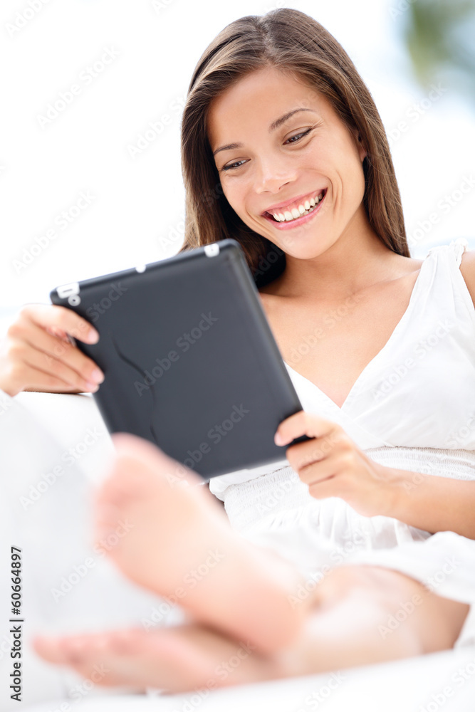 Tablet computer - lifestyle with young woman Tablet computer - lifestyle with young woman