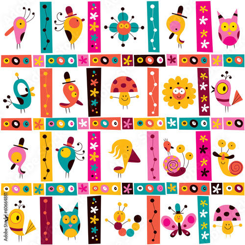 cute characters nature pattern