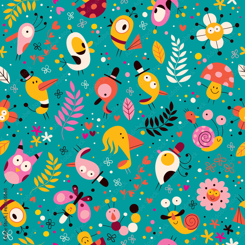 cute characters nature pattern cute characters nature pattern