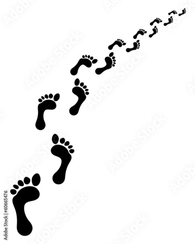 Trail of human bare footsteps, vector illustration