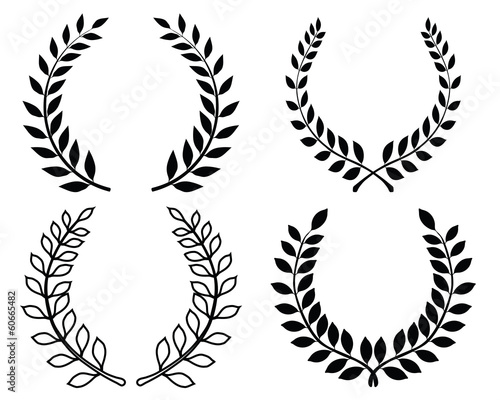 Black silhouettes of laurel wreaths, vector illustration