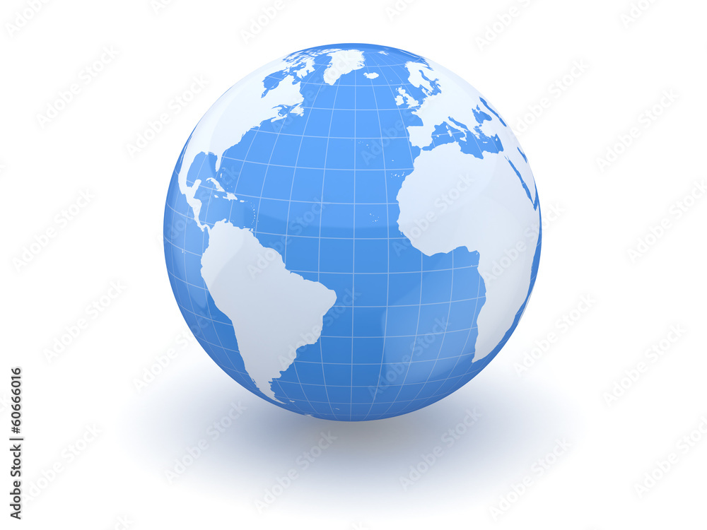 Globe. Earth and world map. 3d