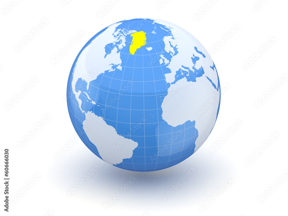 Globe. 3d. Greenland. Globe. 3d. Greenland.