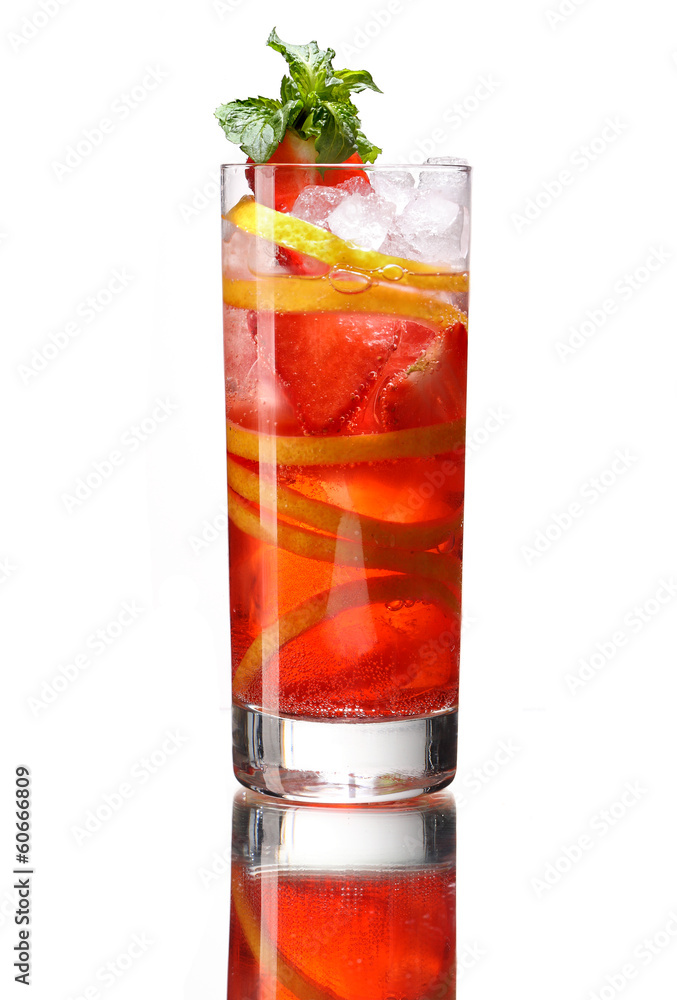 Fresh strawberry lemonade with ice Fresh strawberry lemonade with ice