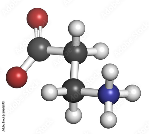 Beta-alanine molecule. Naturally occurring beta amino acid. photo