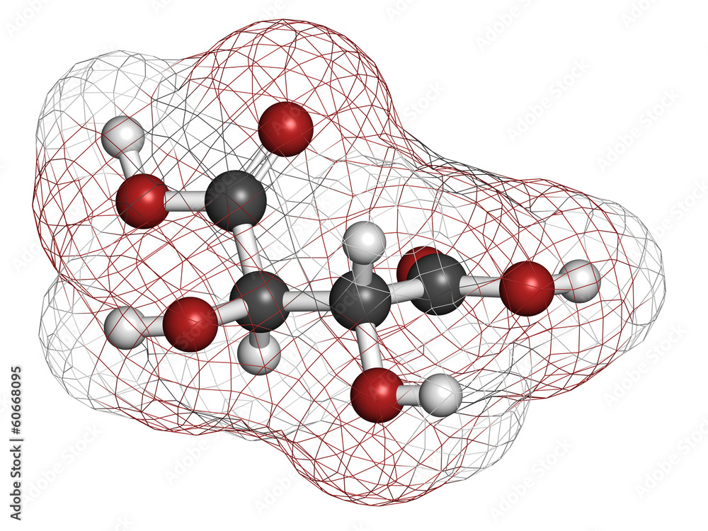 Tartaric acid (dextrotartaric acid) molecule. Stock Illustration ...