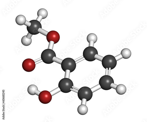 Methyl salicylate (wintergreen oil) molecule. photo