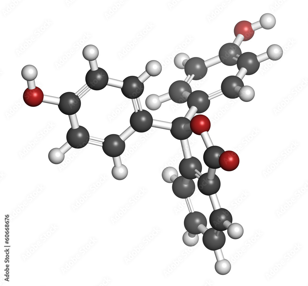Phenolphthalein indicator molecule. Used in acid base titrations Phenolphthalein indicator molecule. Used in acid base titrations