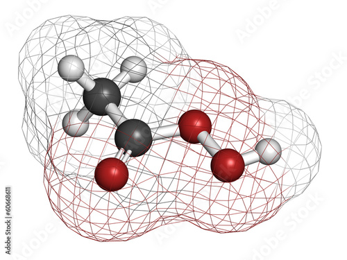 Peracetic acid (peroxyacetic acid, paa) disinfectant molecule. photo