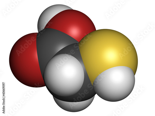Thioglycolic acid (TGA) molecule. Used in chemical depilation. photo