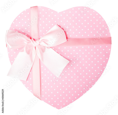 Close Up of Pink Heart Shaped Gift Box