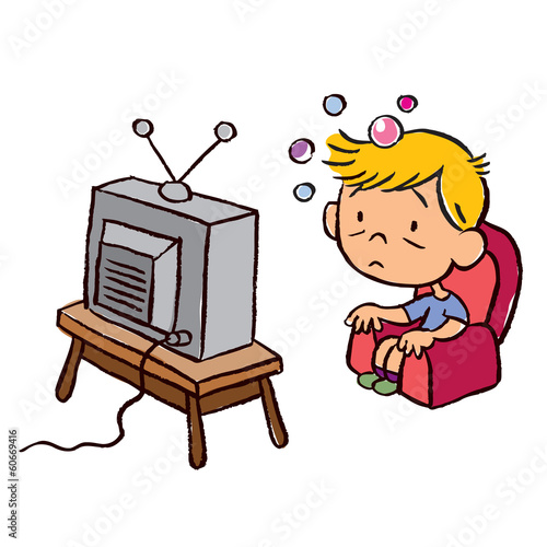 child addicted to television
