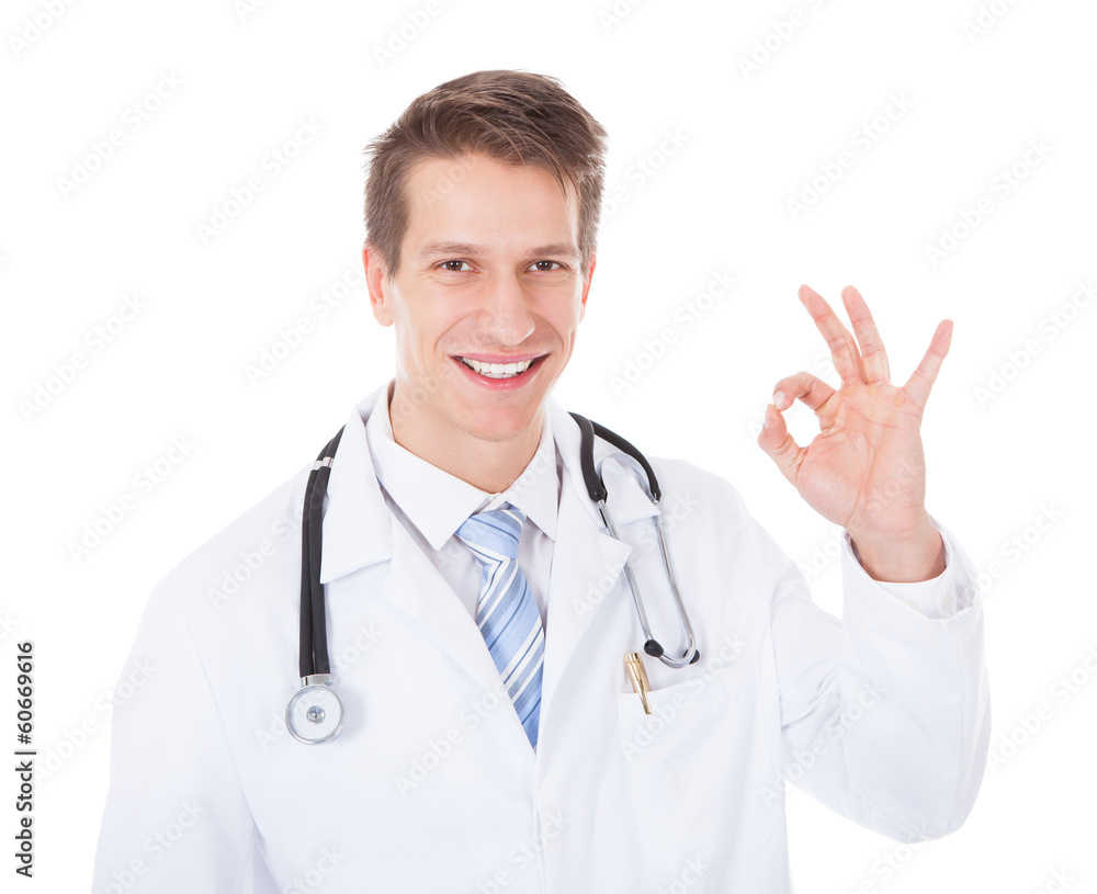 Young Male Doctor Showing Ok Sign Young Male Doctor Showing Ok Sign