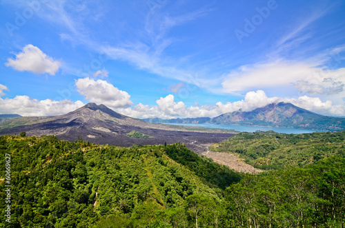 View on Batur volcano and lake  Bali  Indonesia