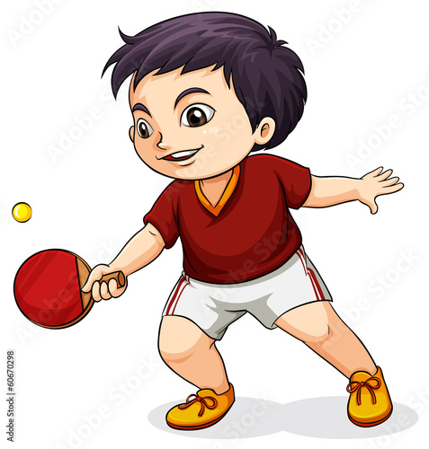 An Asian boy playing tabletennis