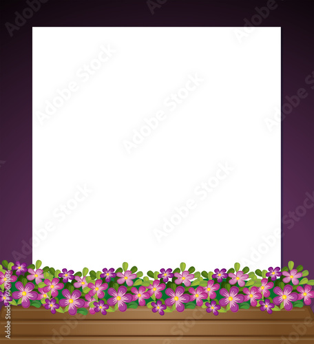 An empty paper template with a garden at the bottom
