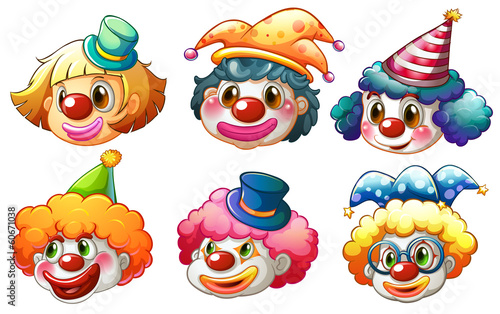 Different faces of a clown