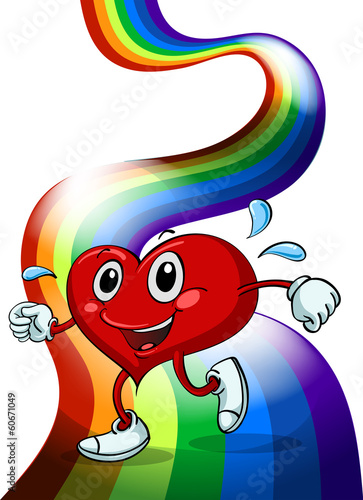 A heart walking above the rainbow