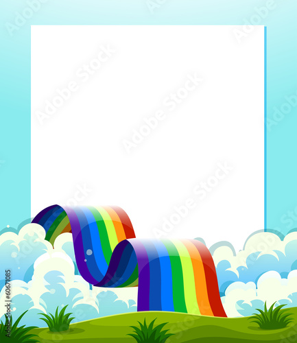 An empty paper template with a rainbow at the bottom