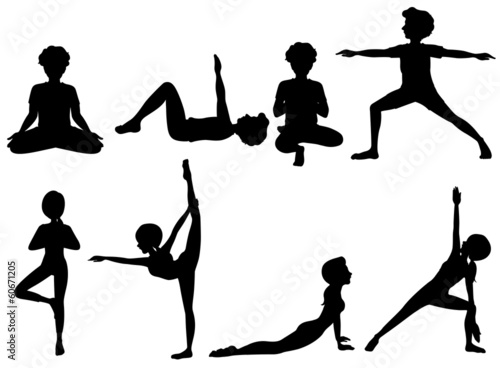 Silhouette of people exercising