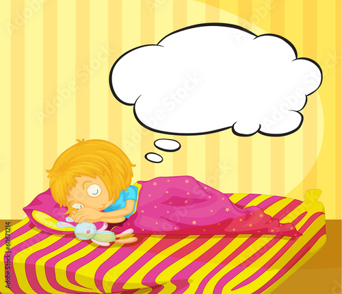 A young girl dreaming
