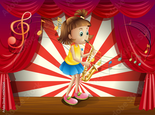 A young musician at the stage