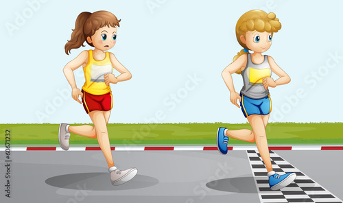 Two lovely girls racing