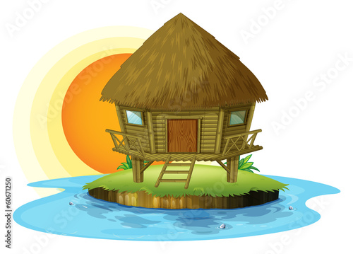 A nipa hut in an island