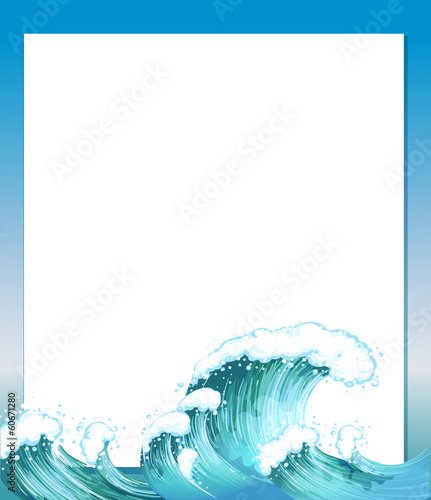 An empty paper template with waves at the bottom