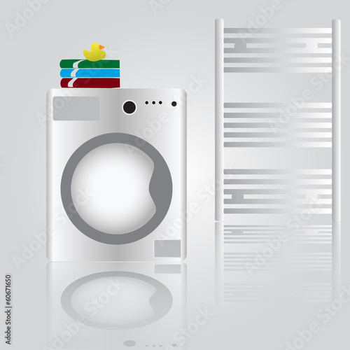 washing machine in bathroom eps10