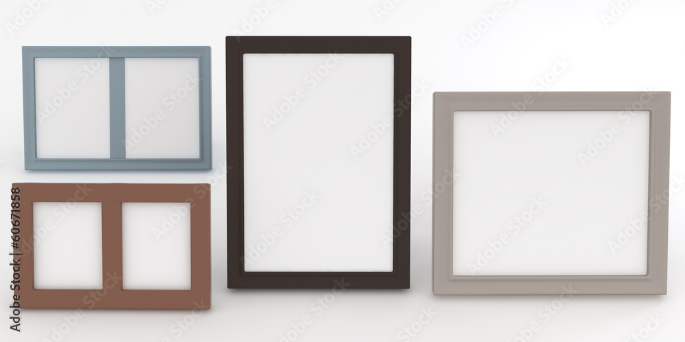 empty frames of wenge wood in various standard