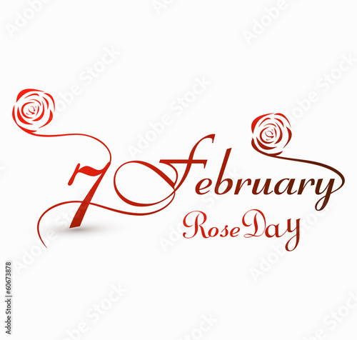 Rose day 7 february for valentine week stylish text colorful vec photo