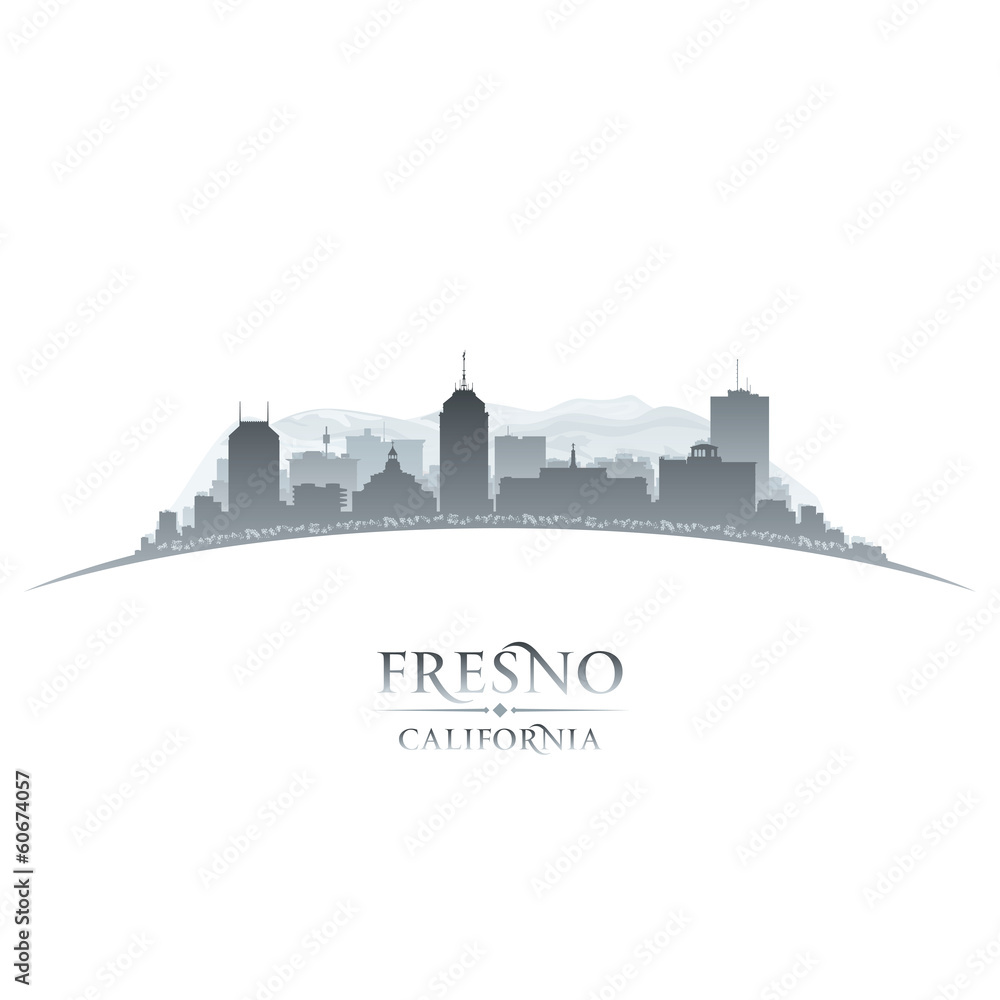 Fresno California city silhouette white background