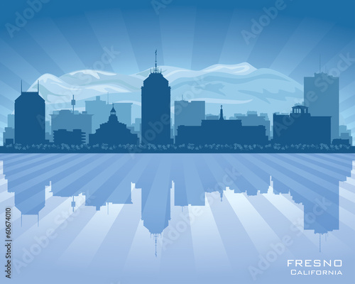 Fresno California city skyline vector silhouette