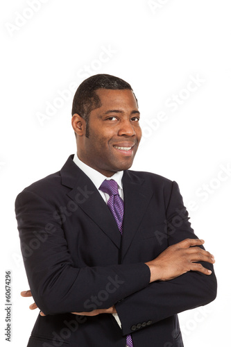 black businessman, studio portrait, isolated on white background