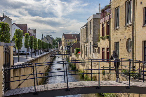 Canal and bridge in the center of Valkenburg