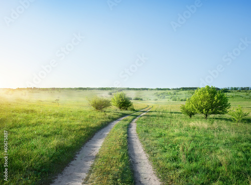 Road and sunrise