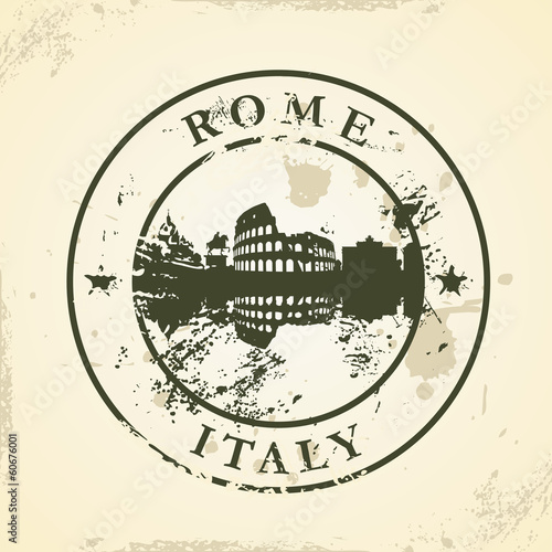 Grunge rubber stamp with Rome  Italy