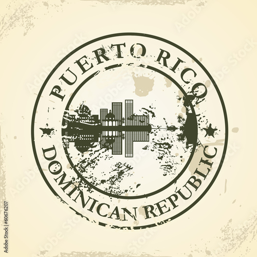 Grunge rubber stamp with Puerto Rico  Dominican Republic