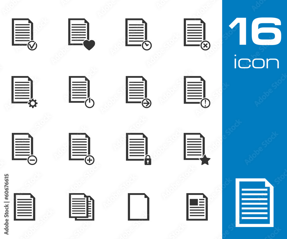 Vector black document icons set on white background Vector black document icons set on white background