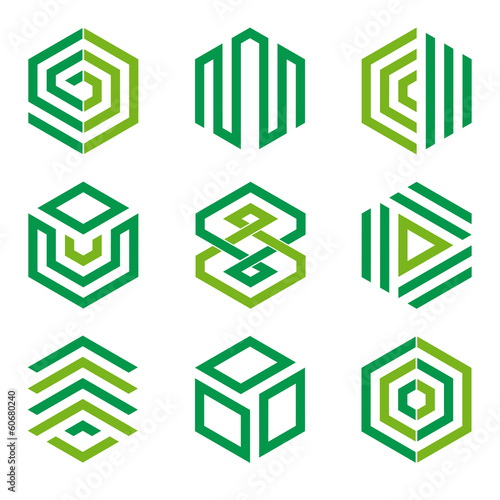 Hexagon shaped logo design elements collection 2