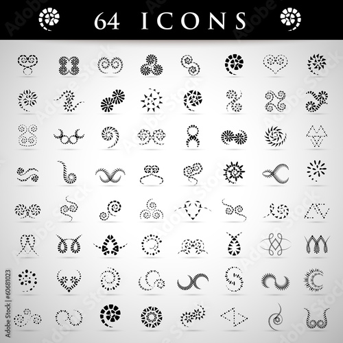 Spiral Icons Set - Isolated On Gray Background