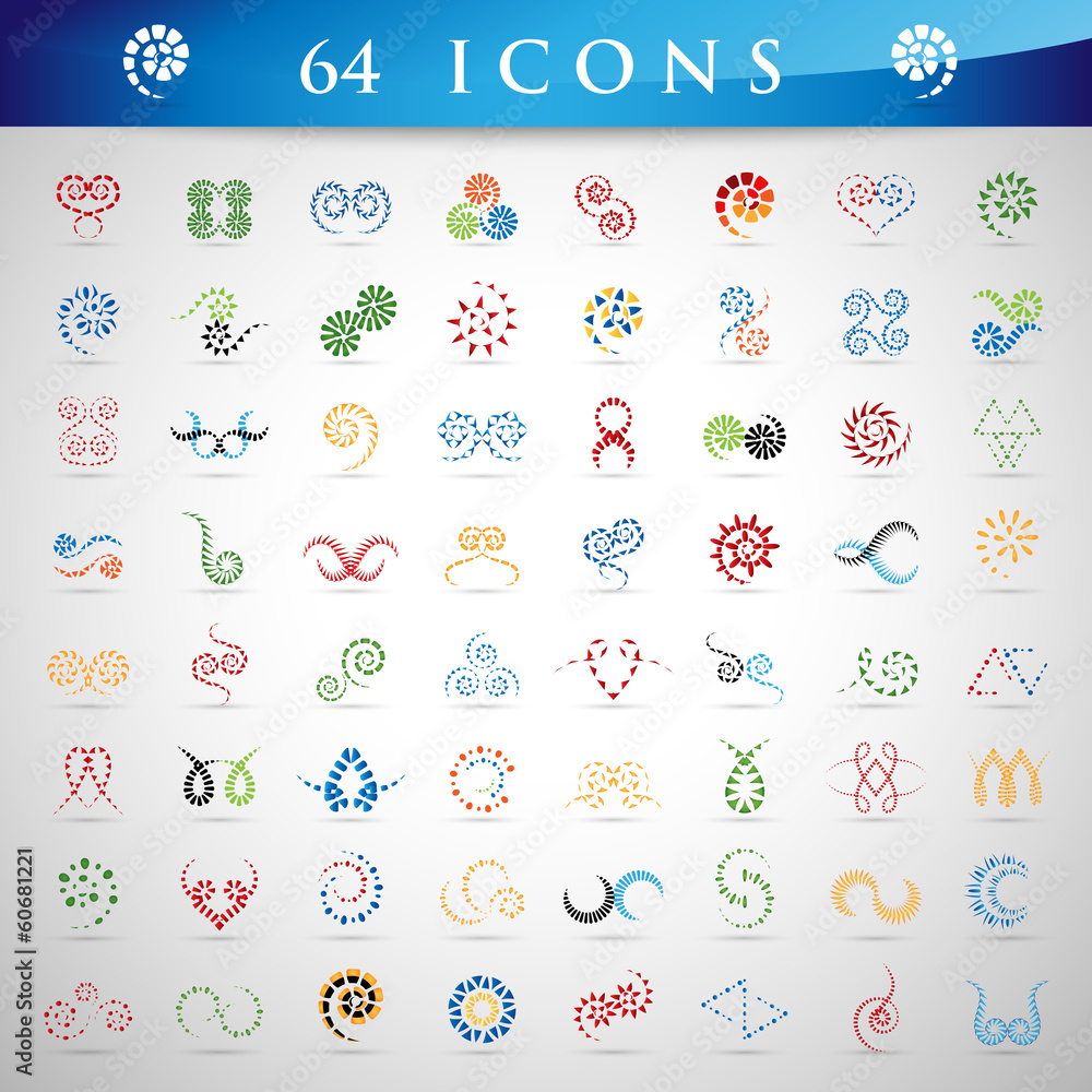 Spiral Icons Set - Isolated On Gray Background
